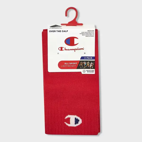 Champion All Sport Performance Over the Calf Socks 2pk - Red M