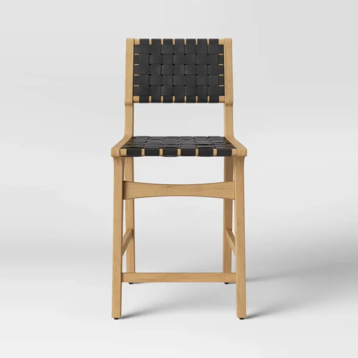 24" Ceylon Woven Counter Height Barstool with Footrest Black/Natural - Threshold