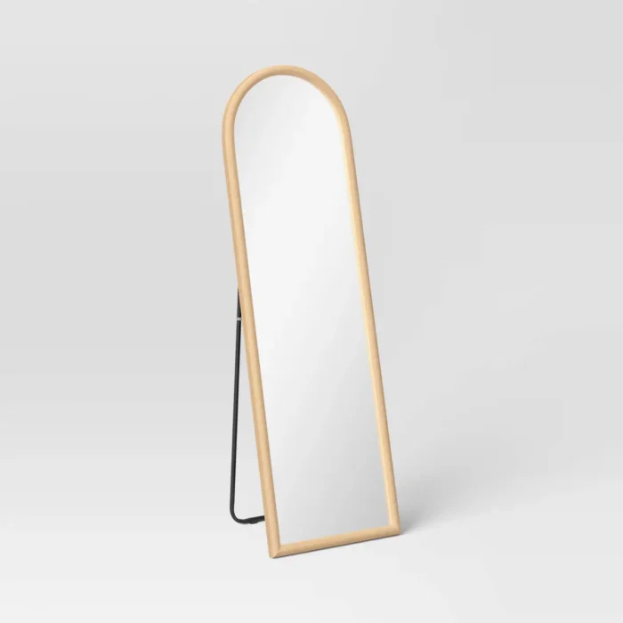 20" x 65" Arch Floor Mirror Natural - Threshold™: Modern Polystyrene Frame, No Assembly, Freestanding Design