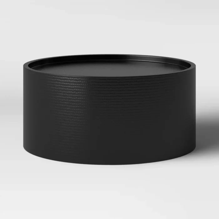 Manila Round Hammered Drum Coffee Table Black - Threshold™: Modern Luxury, No Assembly Required, Metal Frame  12in H, 25in L
