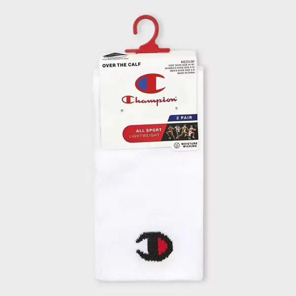 Champion All Sport Performance Over the Calf Socks 2pk - White S