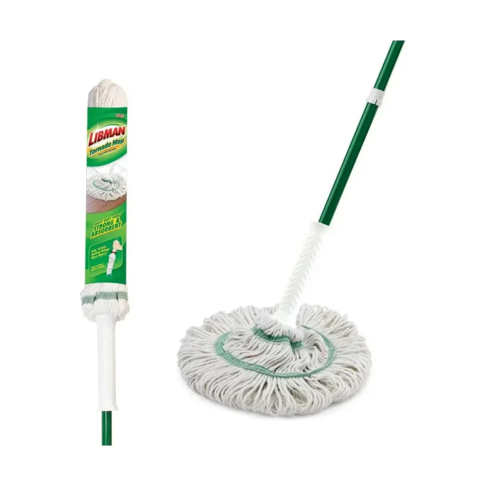 Libman White Tornado Twist Mop: Non-Abrasive Steel Handle, Multipurpose Floor Cleaning, Laminate And Tile Compatible