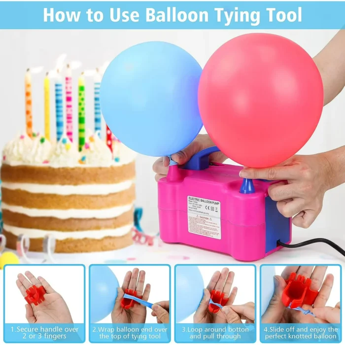 Electric Air Balloon Pump, Portable Dual Nozzle Electric Balloon Inflator for Party Wedding Decoration, 110V 600W Balloon Blower Pump Inflation