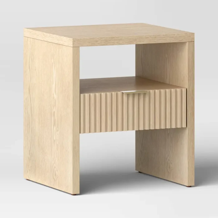 Groove Dowel Side Table with Shelf Natural Wood - Threshold™ Fully Assembled