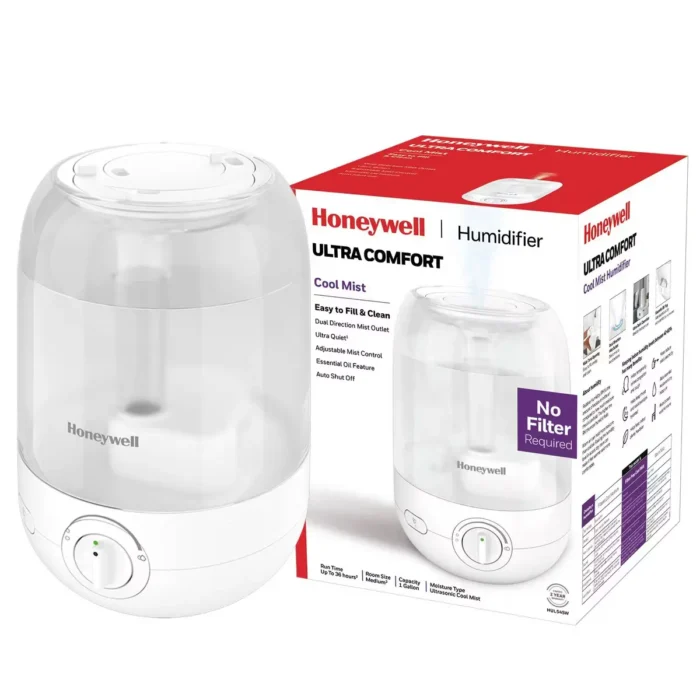 Honeywell Ultrasonic Egg Humidifier HUL545W: Cool Mist, Aromatherapy, No Filter, 36-Hour Run, 300-500 sq. ft. Room