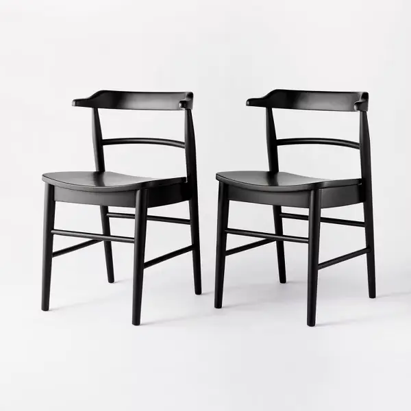 2pk Kaysville Curved Back Wood Dining Chair Black - Threshold™ designed with Studio McGee: Rubberwood Frame, Non-Upholstered, 250lb Capacity
