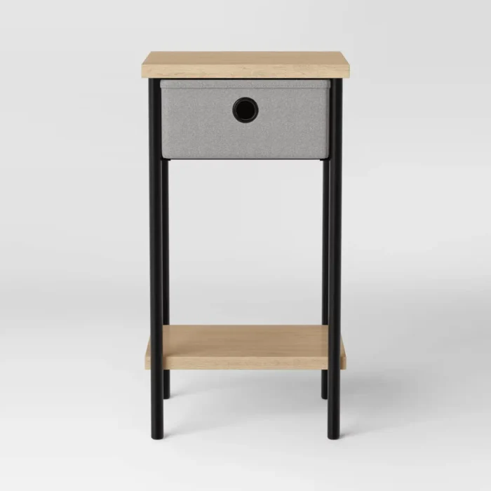 Fabric Bin Side Table Black Frame - Room Essentials