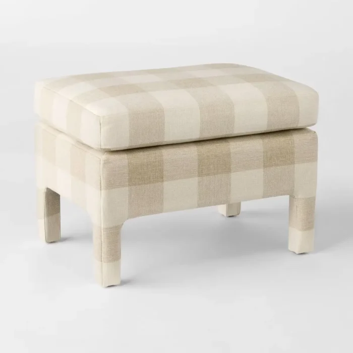 Bellfield Fully Upholstered Ottoman Checkered - Threshold™ designed with Studio McGee