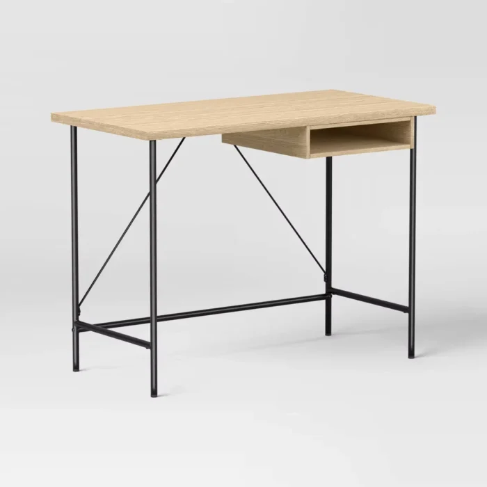 Wood and Metal Writing Desk with Storage Natural - Room Essentials   40inL*20W*30inH