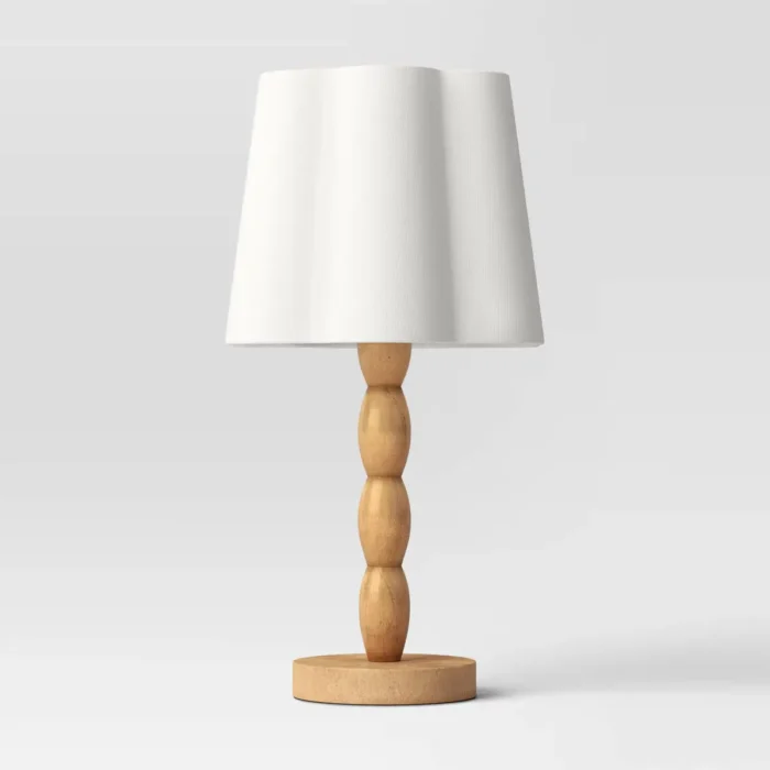 Turned Wood Table Lamp with Scalloped Shade - Room Essentials