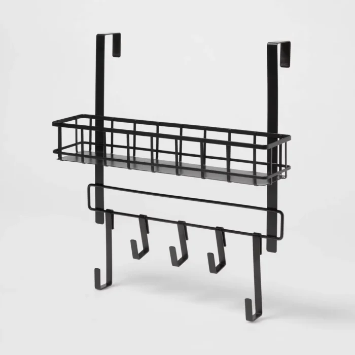 Over The Door Multi Function - Basket and Hook Solid Metal Bottom - Brightroom