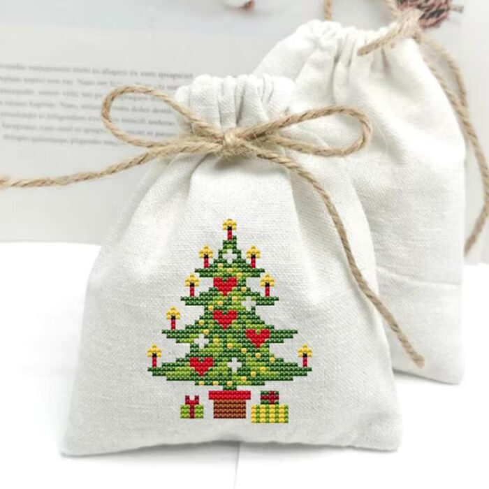 Small Christmas cross stitch pattern, Mini xtmas for cards and ornament 24pc