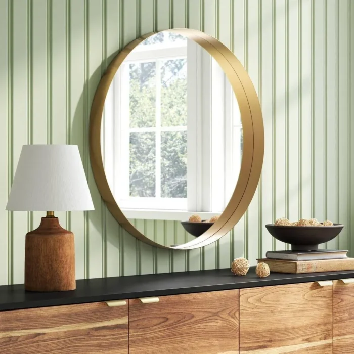 30" Flush Wall Mount Round Decorative Style Wall Mirror Deep Frame Gold