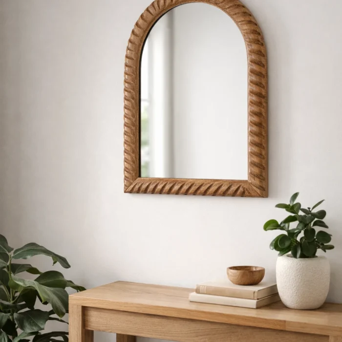 14”x16” Textured Wood Mirror Threshold designed with Studio McGee Rustic Natural