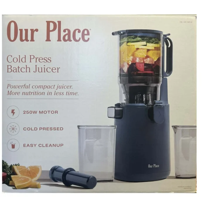 Our Place Cold Press Batch Juicer 250W Blue Easy Clean 5 Components 1.5qt