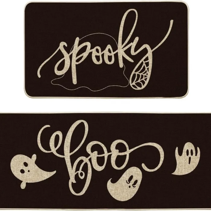 Spider Web Ghosts Boo Decorative Kitchen Mats Set Seasonal Halloween