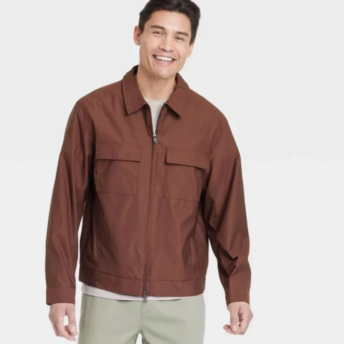 NWT~ Goodfellow sz XXL Men's Brown Utility Jacket Twill Bomber Standard fit