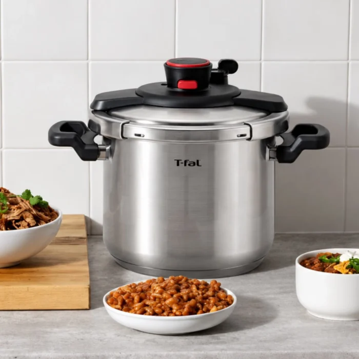 Clipso Stainless Steel, Induction Compatible Cookware, 8 Quart Pressure Cooker, Silver