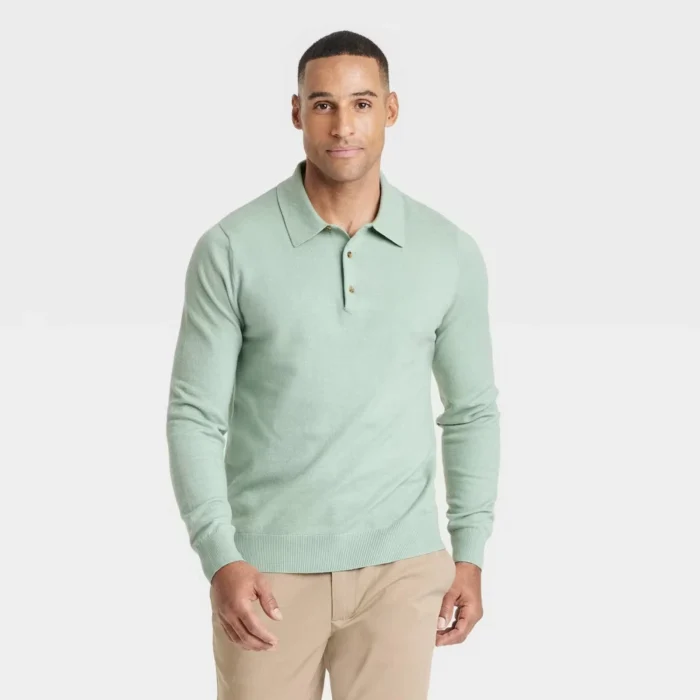 Men's Goodiellow Collared Pullover Sweater - Goodfellow & Co Frosted size S
