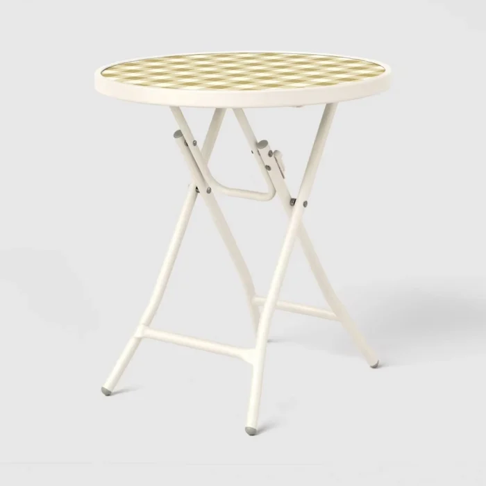 Tempered Printed Glass Round Accent Patio End Table - Room Essentials