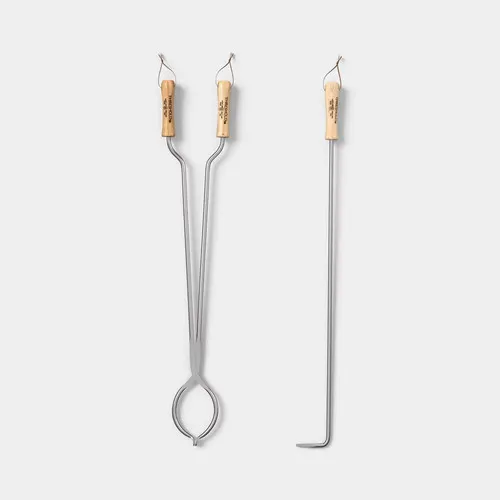 2pc Tongs and Fire Poker Tool Set Gray - Threshold 30