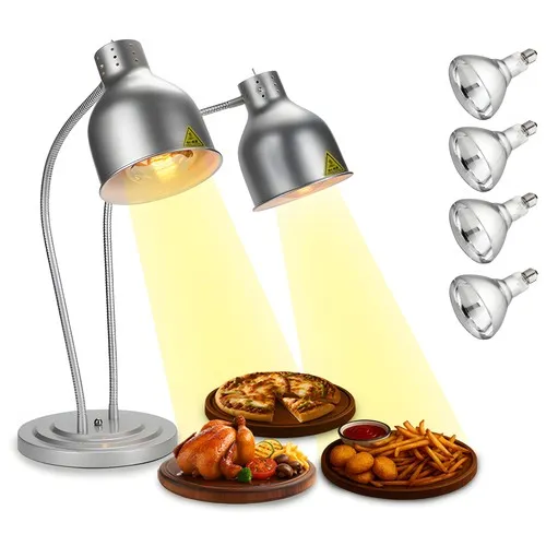 Food Heat Lamp - 550W Portable Electric Food Warmer, 4 Bulbs Included - Stain...