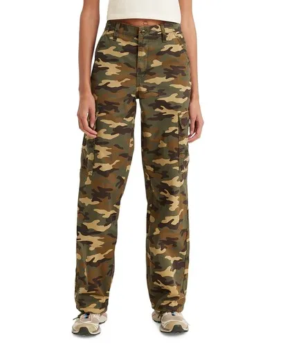 Levi's Women's Mid-Rise 94's BAGGY Jeans - Grape Leaf Camo Cargo Size 00 (24x30)