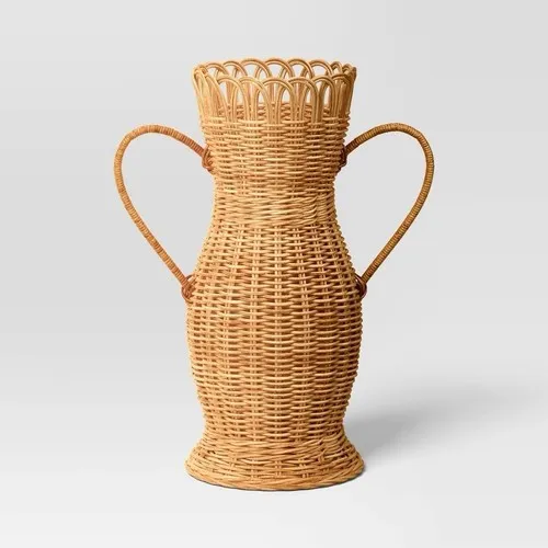 Threshold 16” Loop Rim Wicker Vase Natural Woven Decorative