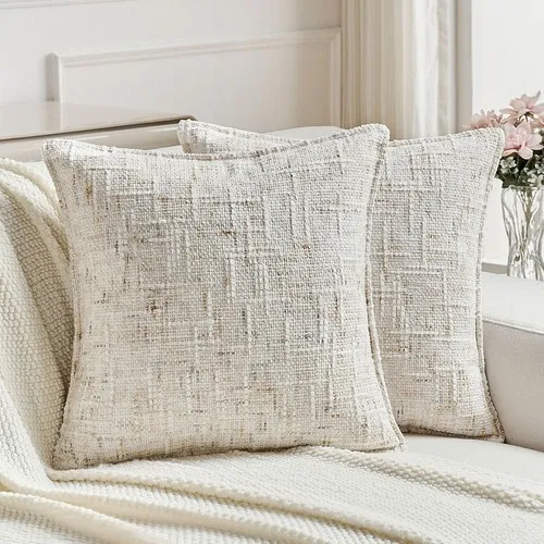 FUTEI Cream Decorative Throw Pillow Covers 20x20 Inch Set of 2,Soft Grainy Textured Cushion Cases,Modern Home Decor for Couch Bed Living Room