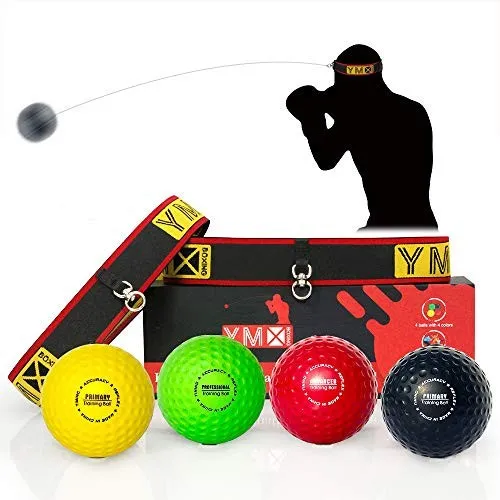 YMX BOXING Ultimate Reflex Ball Set - 4 React Reflex Ball Plus 2 Adjustable Head
