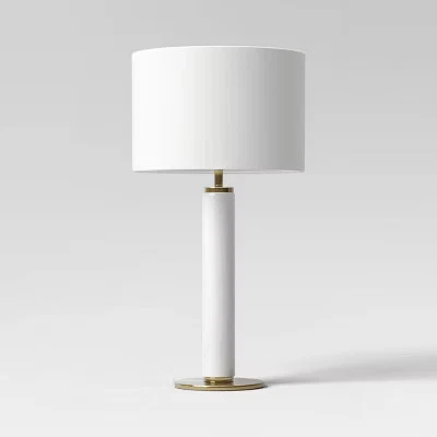 Faux Marble Stick Table Lamp White - Threshold