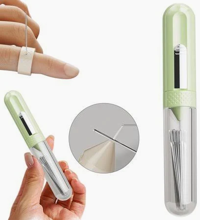 Upgraded 5-in-1 Automatic Needle Threader & Seam Ripper Kit, Premium Needle Threaders for Hand Sewing with 8 Large-Eye Needles, Sewing, Embroidery&Cross Stitch Supplies Tools (1PCS-Green)