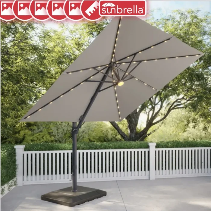 Seasons Sentry 10' Square Solar LED Cantilever Umbrella