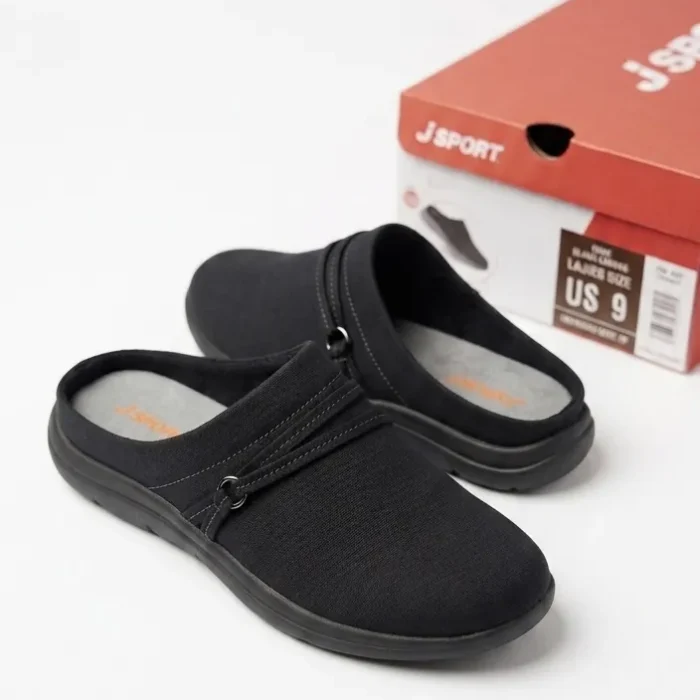 JSport Gina Mules Women's Black Comfort Slip On Low Top Walking Shoes size 9
