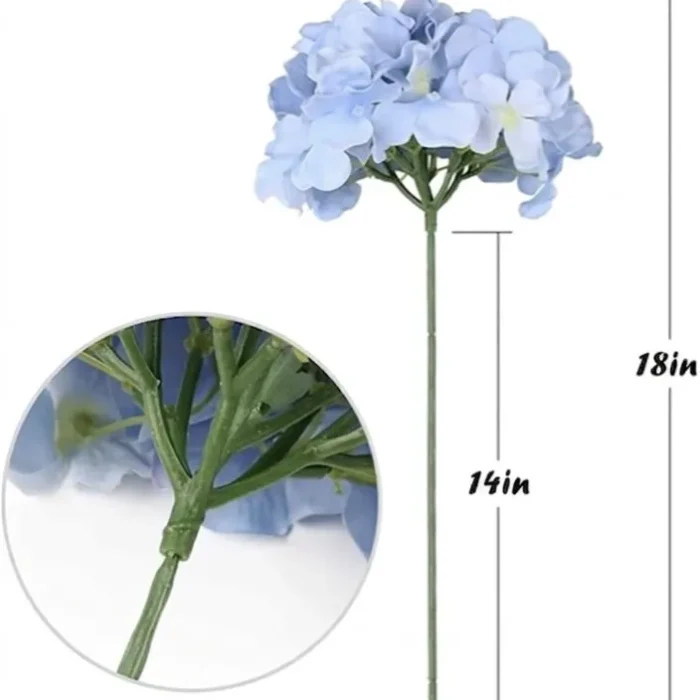Flojery Silk Hydrangea Heads Artificial Flowers Heads with Stems for Home Wedding Decor,Pack of 4(Blue)