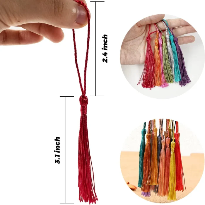 MUXGOA 154 Pcs Bookmark Tassels Bulk for Crafts,Key Chain Mini Tassels for Jewelry Making & Graduation Book Marks(22 Colors, 7 Pcs of Each)