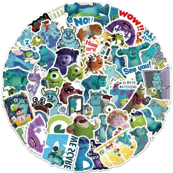 50pcs Cartoon Monsters, Inc. Stickers for Kids, Vinyl Waterproof Decal for Water Bottle Laptop Toy Sticker for DIY Decorate Bumper Phone Hard Hat Kids Teens Gifts (Yellow)