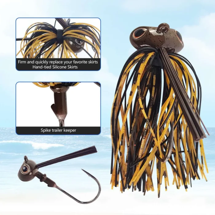 Eupheng Swim Jigs for Bass Fishing, 1/2oz 3/4oz Football Finesse Flipping Jig with Weed Guard & Silicone Skirt for Pike, Walleye and Muskie 2pcs