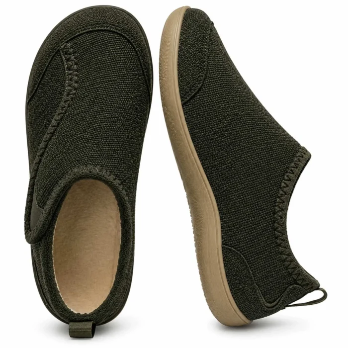 LeIsfIt Mens Slippers Wide House Shoes Adjustable Diabetic Shoes Arthritis Swollen House Slippers Indoor Outdoor Slippers, Dark Green 12
