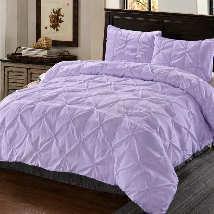 SunStyle Home Purple Duvet Cover Twin Size, Washed Microfiber Bedding Set,Soft Breathable Tassel Duvet Cover Set