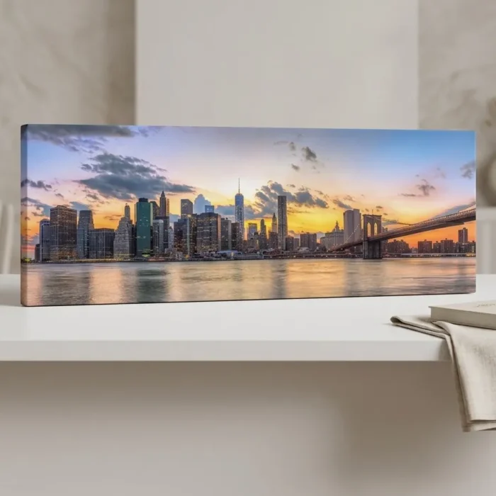 Kalormore New york City Skyline Canvas Wal Art Brooklyn Bridge Picture for Wall 55*20in