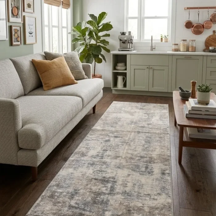 Washable Runner Rug Distressed Modern Abstract Grey Low Pile Machine Washable Area Rug For Hallway Entryway Bedside Indoor Long Carpet 72*24inch