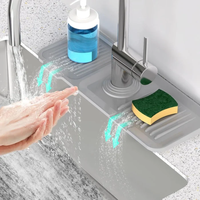 14.6'' Faucet Mat for Kitchen Sink Kitchen Sink Splash Guard Silicone Kitchen Sink Faucet Mat Splash Guard for Kitchen Sink Area Tidy Splash Faucet Guard Draining Mat