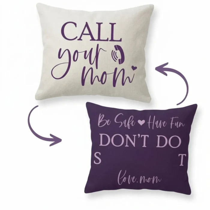 Call Your Mom Throw Pillow Covers 18"×18" Funny Reversible Cushion Covers Have Fun Be Safe Children Dorm Room Decor Graduation Gift Fun College Lumbar Pillowcases for Sofa Couch (Purple)