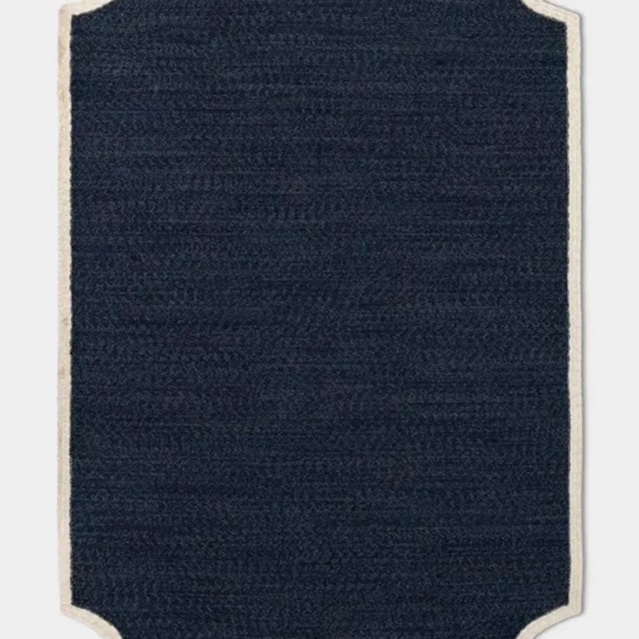 5ft*7ft Sculpted border Braided Outdoor Patio Area Rug Navy Blue