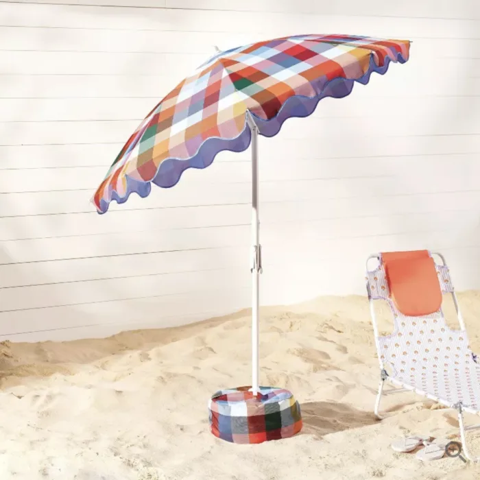 Round Beach Umbrella Checkered 6ft*6ft*2in