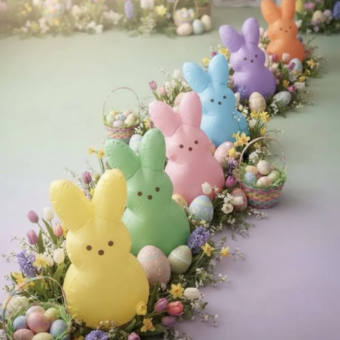 SEASONBLOW 10 FT Easter Inflatables Bunny Family Outdoor Decorations, Easter Blow up Yard Decoration Lighted Bunny  for Yard Garden Lawn Indoors Outdoors Home Holiday