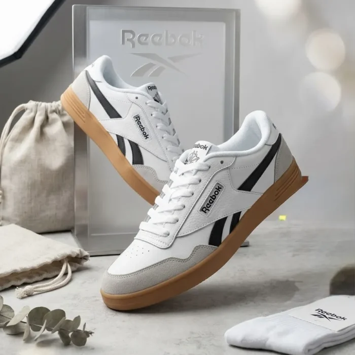 Reebok Smash Edge Athletic Sneakers Women's White Mist Gray Lace-Up Low Top -size 6.5