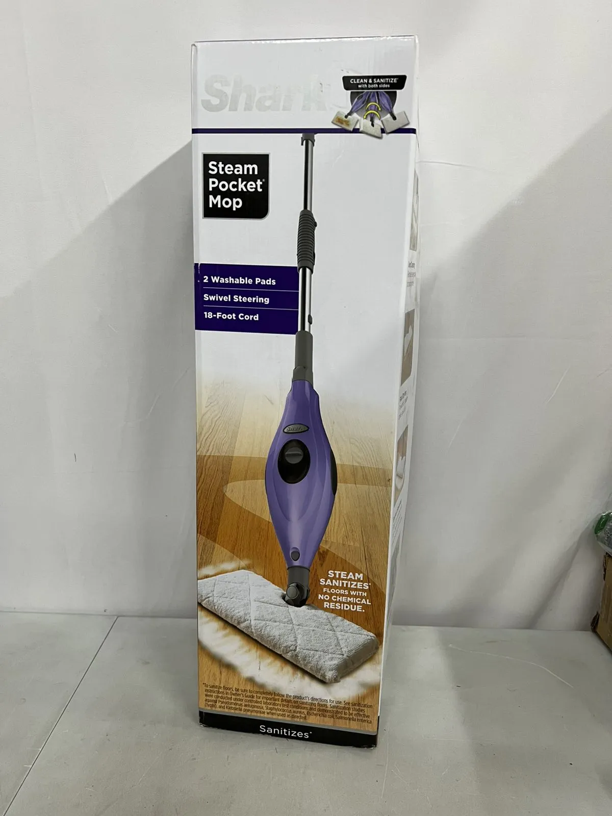 Shark Steam Pocket Mop for Sanitizing Sealed Hard Floors S3501 12″ Cleaning Path Purple - Image 3
